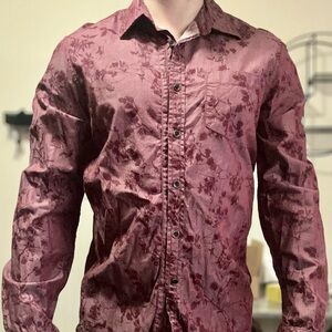 Men's Burgundy Floral Shirt